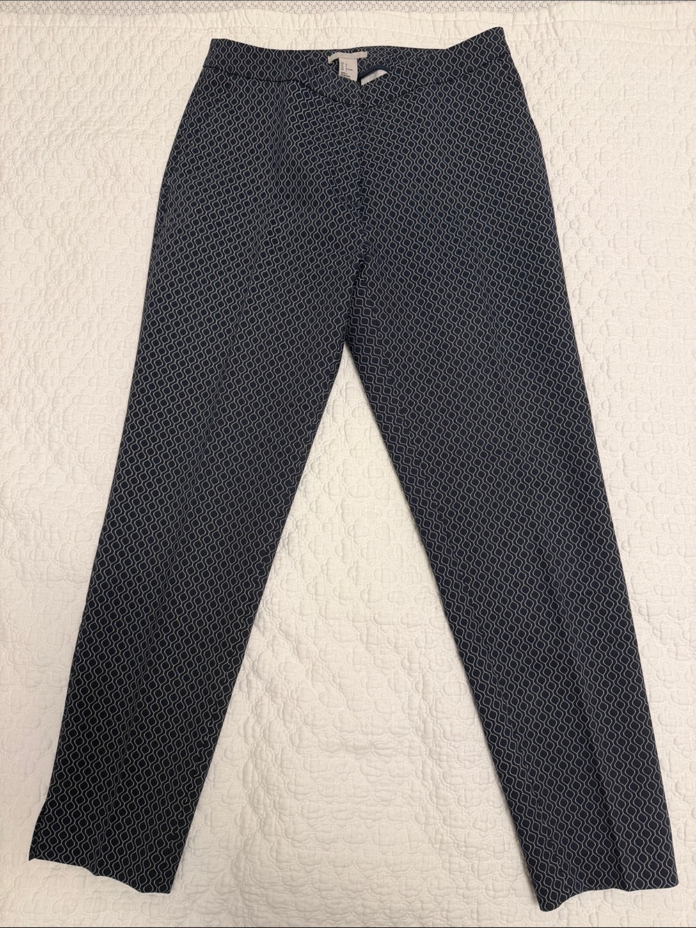 H&M Navy Geometric Ankle Pants